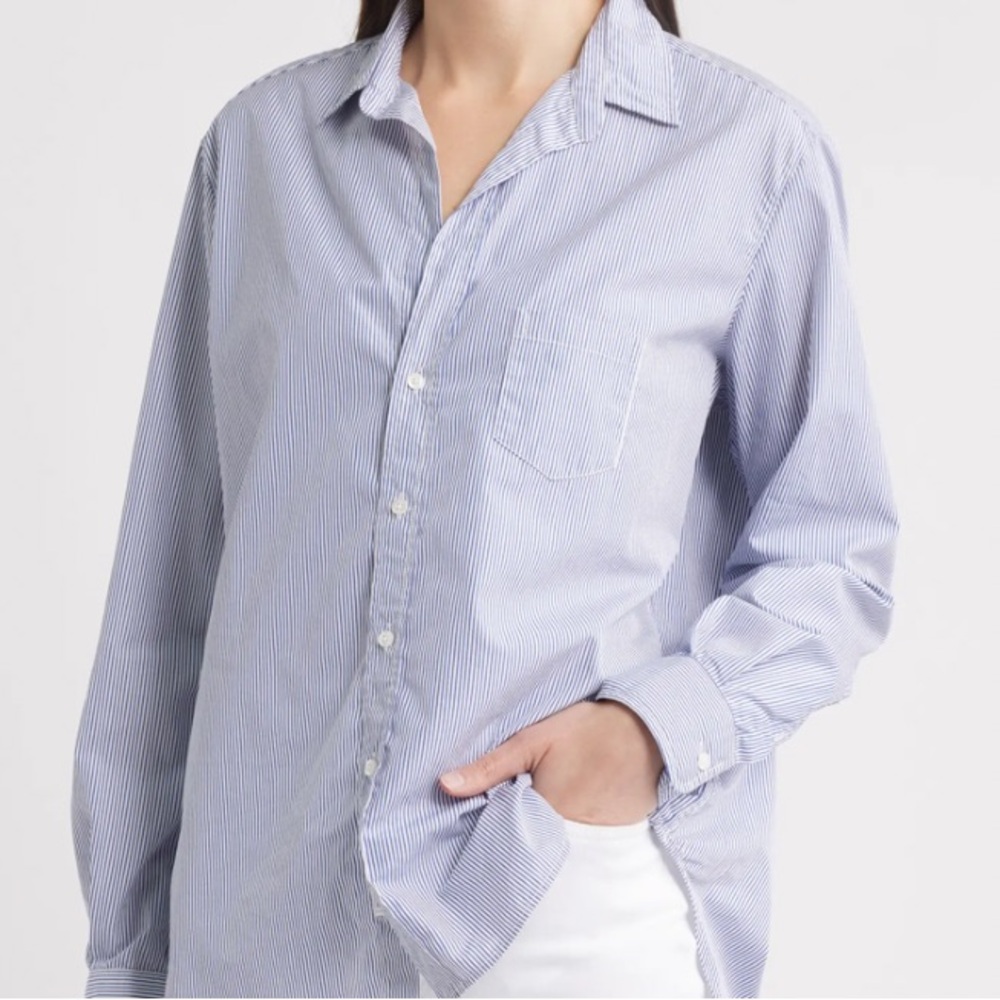 Frank & Eileen Relaxed Button-Up Shirt Blue Stripe